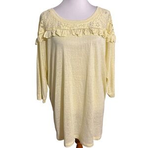 Suzanne Betro Yellow Lace Tunic Top